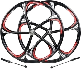 SJHFG Ruote per Mountain Bike Wheelset 26inch Mountain Bike Disc Wheelset Brake, Bicycle Rim Set di Ruote Integrata Hub a sgancio rapido for 7 / 8 / 9 / 10S Cassetta volano Road Wheel (Color : Black, Size : 26")