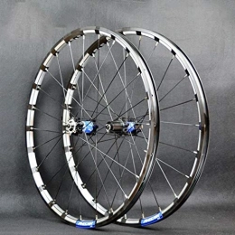 Xiami Ruote per Mountain Bike Xiami Quick Release Mountain Bike Wheel Set Etero-Pull 24 buche 4 Cuscinetti del Freno a Disco 26" / 27.5" 3-Lati CNC Alluminio Rim Nero + Blu Hub Drum (A Pair Wheels) (Size : 27.5")