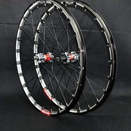 Xiami Parti di ricambio Xiami Quick Release Mountain Bike Wheel Set Etero-Pull 24 buche 4 Cuscinetti del Freno a Disco 26" / 27.5" 3-Lati CNC Alluminio Tamburo Rim Titanium + Red Hub (A Pair Wheels) (Size : 27.5")