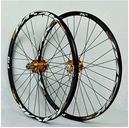 YSHUAI Ruote per Mountain Bike YSHUAI - Set di ruote per mountain bike, 26 / 27, 5 / 29", a doppia parete, con cuscinetti sigillati, con cuscinetto a disco e freno a disco QR, 7-11 velocità, oro, 27, 5