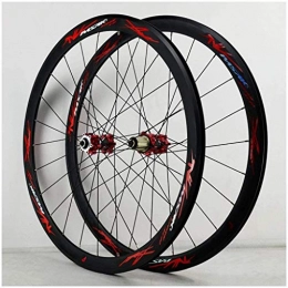 YSHUAI Ruote per Mountain Bike Yshuai - Set di ruote per mountain bike, 29 pollici, freno a V, 700 C, ruota da 40 mm, freno a disco a 24 fori, 7 / 8 / 9 / 10 / 11 velocità, rosso 700 C