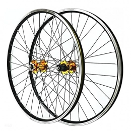ZFF Parti di ricambio ZFF 26 / 27.5 / 29in MTB Mountain Bike Wheelset Quick Release Rear 4 Bearing Disc / V Brake Rim 7 / 8 / 9 / 10 / 11 Speed Cassette Ruota Libera (Color : Gold hub, Size : 26in)
