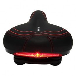 Latinaric, sellino traspirante per mountain bike con luce posteriore a LED, con 2 modi di sicurezza (nero), nero/rosso