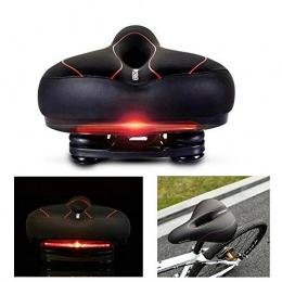 TOTMOX Parti di ricambio TOTMOX - Sella per bicicletta da città, cuscino con fanale posteriore a LED, impermeabile, morbido, cavo traspirante, per bici da strada, MTB, colore: nero e rosso