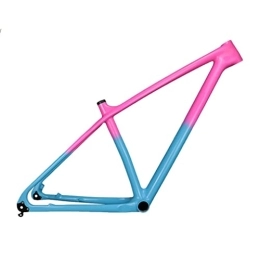 WAMBAS Cadres de vélo de montagnes Cadre de vélo de montagne semi-rigide en carbone 27.5er 29er Frein à disque Cadre VTT 15 '' 17 '' 19 '' Cadre d'acheminement interne à travers l'axe 12x142mm (Couleur : Rose Bleu, Taille : 29 * 15'')