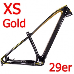 Wenhu Cadres de vélo de montagnes Wenhu Cadre VTT pour VTT Gold Mountain Carbon + Pince pour sige + Casque Garantie 2 Ans 4, XS