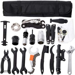 YBEKI Kit D'outils Réparation Pneu Vélo – Kit D'outils pour Vélo avec Mini Pompe, Outil Multifonction pour Chaîne de Vélo, Démonte-Pneus et Patch de Pneu, Outil pour Volant D'inertie de Vélo, etc.