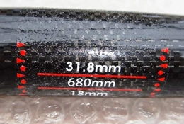 Guidon de vélo en fibre de carbone 3K - 31,8 mm - Longueur : 580-700 mm