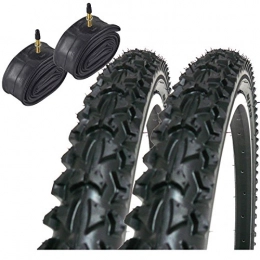 Coyote Pièces de rechanges Coyote TY2604 26" x 1.95 Mountain Bike Tyres with Presta Tubes (Pair)