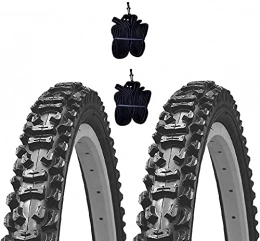 AER MOTO SPARE PARTS Pièces de rechanges Lot de 2 pneus Kenda 20 x 1, 95 (50 – 406) + chambres offertes pneus en caoutchouc à crampons noirs pour VTT enfant Mountain Bike
