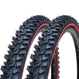 RANRANHOME Pneus VTT RANRANHOME Montagne Vélo Protection des pneus Tout-Terrain Remplacement Anti Crevaison VTT pneus, antidérapants résistant à l'usure des pneus Grand Pattern Tubeless (2Pack), Rouge, 24x1.95