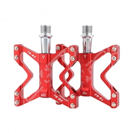 DSFSAEG Pédales de vélo pour VTT, 1 paire de pédales de vélo ultralégères en alliage d'aluminium pliables, antidérapantes pour vélo d'extérieur (rouge)