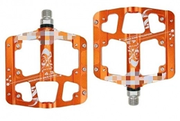 NOLOGO Pièces de rechanges Durable Ultra-léger et Ultra-Mince 3 roulements pédales en Alliage d'aluminium VTT VTT Anodisation vélo Pédale Potences vélo (Color : Orange)