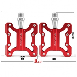 Blancho Pièces de rechanges En alliage d'aluminium de vélo MTB Pédales Plateforme CNC Axe en acier (Rouge)