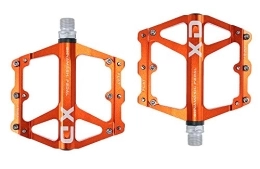 FrontStep Pièces de rechanges FrontStep Pédales antidérapantes en Aluminium général Pédales de vélo légères avec axe en Acier CR-Mo pour pédale VTT / vélo de Montagne / pédale BMX (Orange)