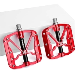 INBIKE Pièces de rechanges INBIKE Pedale VTT BMX Velo en Alliage Aluminium Pedale Plate Forme Rouge Noir avec Crampons Anti-Glissant Léger Solide（Rouge）