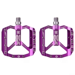 Lot de 2 pédales de vélo larges et confortables en alliage d'aluminium - Pédales antidérapantes pour VTT (violet)