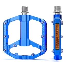 AXOINLEXER Pédales VTT Pédales de vélo en Alliage d'aluminium avec antidérapants et réflecteurs pour Tous Les Types de vélos, Bleu