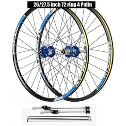 AIFCX 700C Bike Wheelset, 26 27,5 29 Pouces Roues Vélo VTT Frein à Disque Quick Release 4 Palin Roulement 8 9 10 11 Vitesse,A-26inch