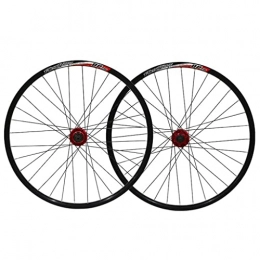 LDDLDG Pièces de rechanges LDDLDG Vélo De Montagne Wheelset 26"vélo De Bicyclette VTT Brein à Disque Roues à Dégagement Rapide 32h Carbon Hub pour 7 / 8 / 9 / 10 Vitesse(Color:Noir+Rouge)