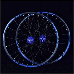 L.BAN Roues VTT Paire de roues de vélo de VTT 26 27, 5 29 en vélo de vélo de montagne à double couche de jante en aluminium scellé portant un moyeu de cassette à 7-11 vitesses frein à disque 1100g QR 24h, bleu-29
