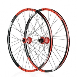 CDSL Pièces de rechanges Roues de vélo 26 / 27, 5 Pouces en Alliage d'aluminium Ultra-léger VTT Jeu de Roues Rim Disque de Frein Roulements (Color : Red)