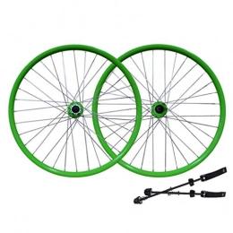 CDSL Pièces de rechanges Roues de vélo Wheels VTT 26 Pouces Jeu de Roues vélo Rapide en Alliage d'aluminium Hub de Presse Double Rim Frein à Disque (Color : Green)