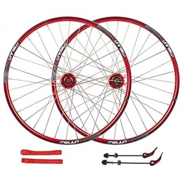 UPPVTE Pièces de rechanges UPPVTE 26 Pouces MTB Vélo Wheelset, 32H Frein à Disque Cyclisme Roues en Alliage à Double paroi pour Rim QR Hub Cassette vélo 7-10 Vitesse Wheels (Color : Red)