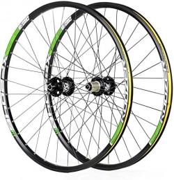 YSHUAI Pièces de rechanges YSHUAI Roues de vélo pour VTT 26", 27, 5", 29", alliage double paroi, frein à disque à dégagement rapide, compatible avec 8-11 vitesses, vert, 73, 7 cm