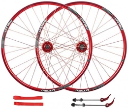 YSHUAI Pièces de rechanges YSHUAI Roues de vélo VTT 66 cm à double paroi avec frein à disque pour pneus 1, 35–2, 35 mm, moyeu à cassette 7–10 vitesses, 32H QR, rouge