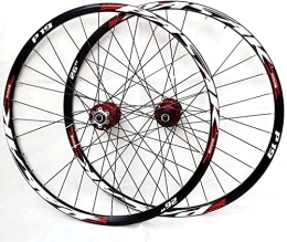 ZECHAO Roues VTT ZECHAO Jeu de roues de vélo de montagne 26 / 27, 5 / 29er, roue avant arrière à double paroi, roue de frein à disque en alliage d'aluminium 32H 7-11 vitesses à dégagement rapide (couleur : rouge, taille :