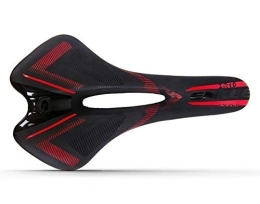 LTronics Selle de vélo de route ergonomique en cuir PU Noir/rouge