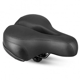SOWUDM Pièces de rechanges Selle VTT PU Cuir vélo Selle Double Ressort vélo Big Bum Seat Soft Comfort Selle Large supplémentaire Pad for vélo Bike Cover Accessoires VéLo Selle (Color : Black)