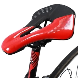 Tobefore Selle de vélo fabriquée en mousse à mémoire de forme confortable, coussin de selle de vélo de montagne, doux et creux pour homme et femme, selles de vélo pour VTT, BMX et route (rouge)