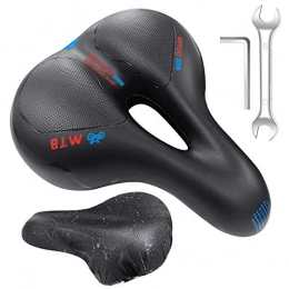 TTMOW Selle de vélo en gel pour homme et femme, noire, large, souple, confortable, respirante, amortissante, ergonomique, pour VTT, vélo de course