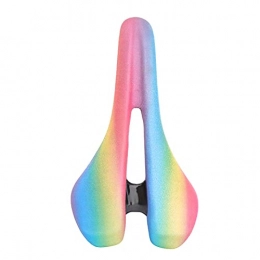 DSFSAEG Sillín de bicicleta, colorido arco iris, cojín impermeable transpirable ahuecado ergonómico esponja asiento de bicicleta (competencia)