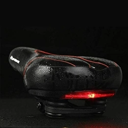 MASO Asientos de bicicleta de montaña MASO Sillín de bicicleta – Cojín de sillín de bicicleta con luz trasera LED – Impermeable suave hueco transpirable para bicicleta de carretera MTB (negro + rojo)