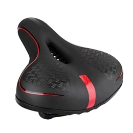 Qiebenav Sillín para bicicleta de montaña, asiento de bicicleta grueso, vibración, ergonómico, absorbe los golpes, color rojo y negro