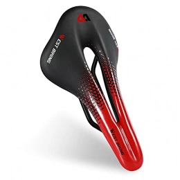 Sillín de Bicicleta Asiento de Bicicleta cómodo y ergonómico Sillín de Bicicleta Transpirable Impermeable para Mujeres Hombres MTB Bicicleta de Carretera de montaña (Negro Rojo)