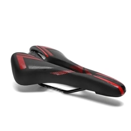Generic Repuesta Sillín de bicicleta de carretera de montaña cómodo de esponja para ciclismo, asiento de piel sintética, asiento hueco 01 rojo