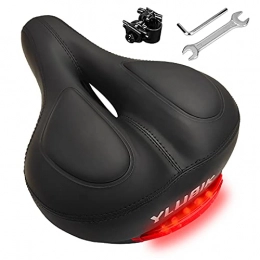 Ylubik - Sillín de bicicleta con cómoda espuma de memoria impermeable, con luz trasera, ajuste universal, doble suspensión, absorción de golpes