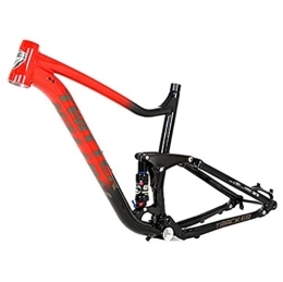 FAXIOAWA Cuadros de bicicleta de montaña 27.5 / 29er Trail Mountain Bike Frame 17'' / 19'' Suspensión completa MTB Frame Travel 120mm XC / AM / DH 12x148mm Thru Axle Boost Marco de aleación de aluminio con amortiguador trasero (Color : Red, Size :