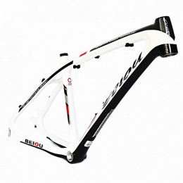 BEIOU Cuadros de bicicleta de montaña Beiou ® en fibre de carbone 3 K Mountain Bike Frame Blanc brillant 17 "Unibody-câble externe Noir routage T700 Ultralight B083A VTT 26"