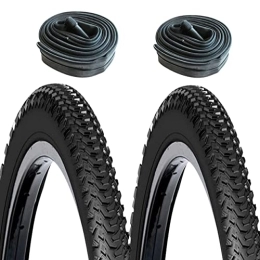 Gurpilan Neumáticos de bicicleta de montaña 2 Cubiertas MTB 26X2.00 Negro + 2 cámaras de Aire de 26" con válvula AV (Gorda / Moto) / Neumático rígido MTB 26X2.00