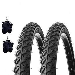 ECOVELO Neumáticos de bicicleta de montaña 2 neumáticos Kenda 26 x 1, 95 (50 – 559) + cámaras de aire neumáticos negros para bicicleta de montaña