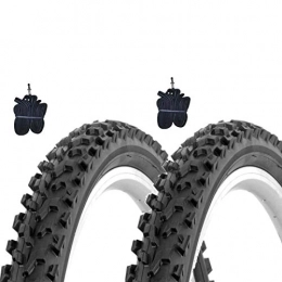 ECOVELO Neumáticos de bicicleta de montaña 2 neumáticos Kenda 26 x 2, 10 (54-559) + cámaras de aire neumáticos negros Mountain Bike bicicleta bicicleta MTB