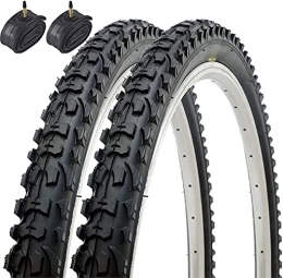 Cylficl Neumáticos de bicicleta de montaña Cylficl Par de neumáticos plegables de bicicleta de montaña híbrida MTB 26 x 1.95 53-559 y tubos interiores