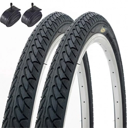 Fincci Neumáticos de bicicleta de montaña Fincci Par de Neumáticos para Bicicleta Híbrida Cubiertas con 2.5mm Anti Pinchazo 26 x 1, 95 53-559 Schrader Tubos Interiores