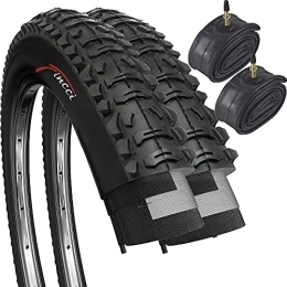 Fincci Neumáticos de bicicleta de montaña Fincci Par Híbrida Plegable Neumáticos de Bicicleta de Montaña Cubiertas 26 x 1, 95 50-559 y Presta Tubos Interiores