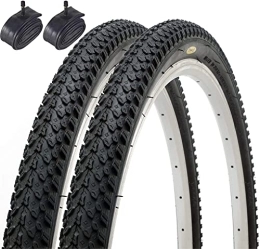 Fincci Neumáticos de bicicleta de montaña Par de Fincci Híbrida Neumáticos de Bicicleta de Montaña Cubiertas 26 x 2, 125 y Schrader Tubos Interiores